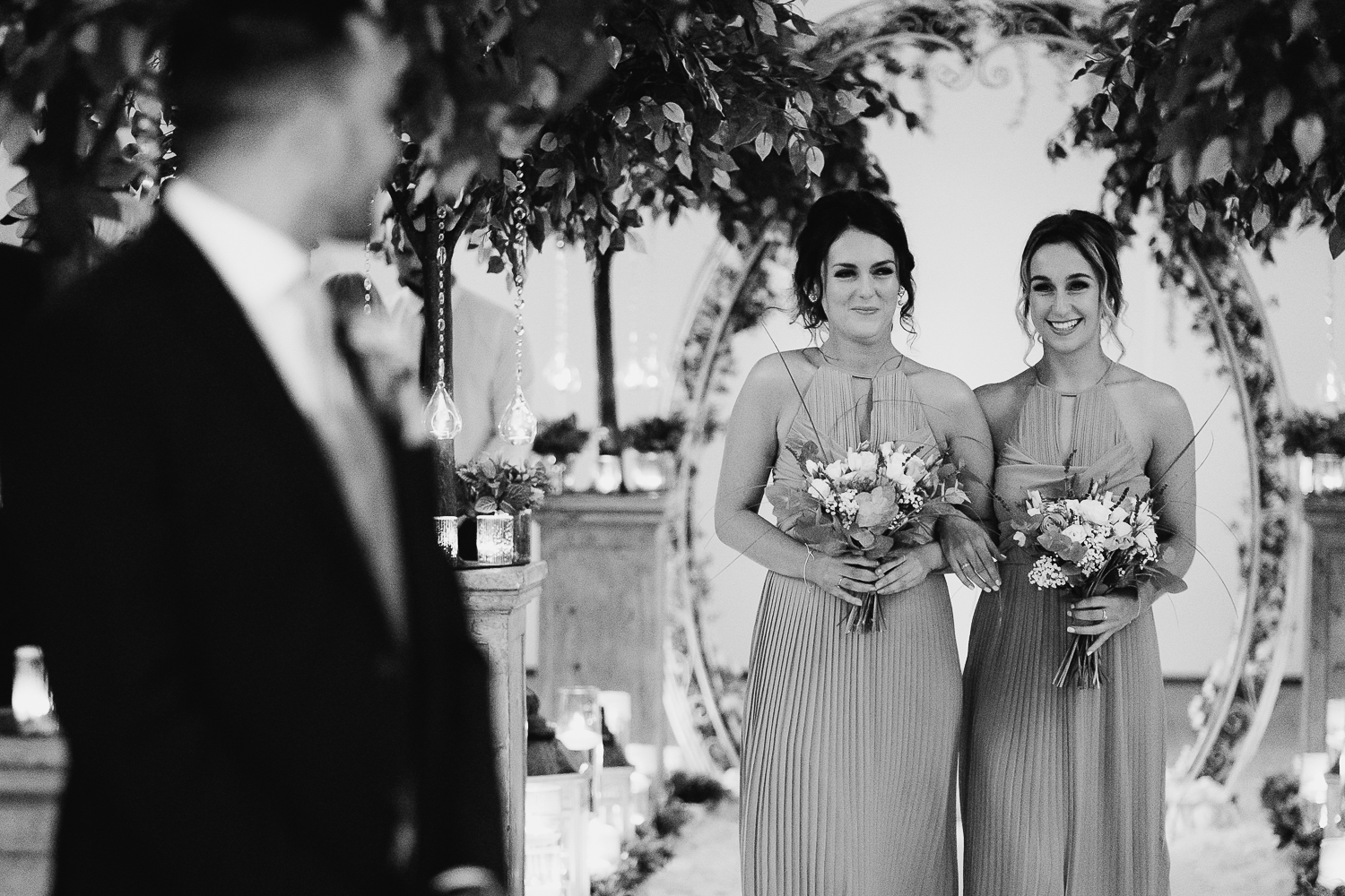 Bridesmaids walking down the aisle