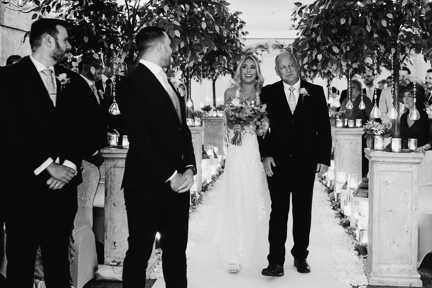 Bride walking in with her dad