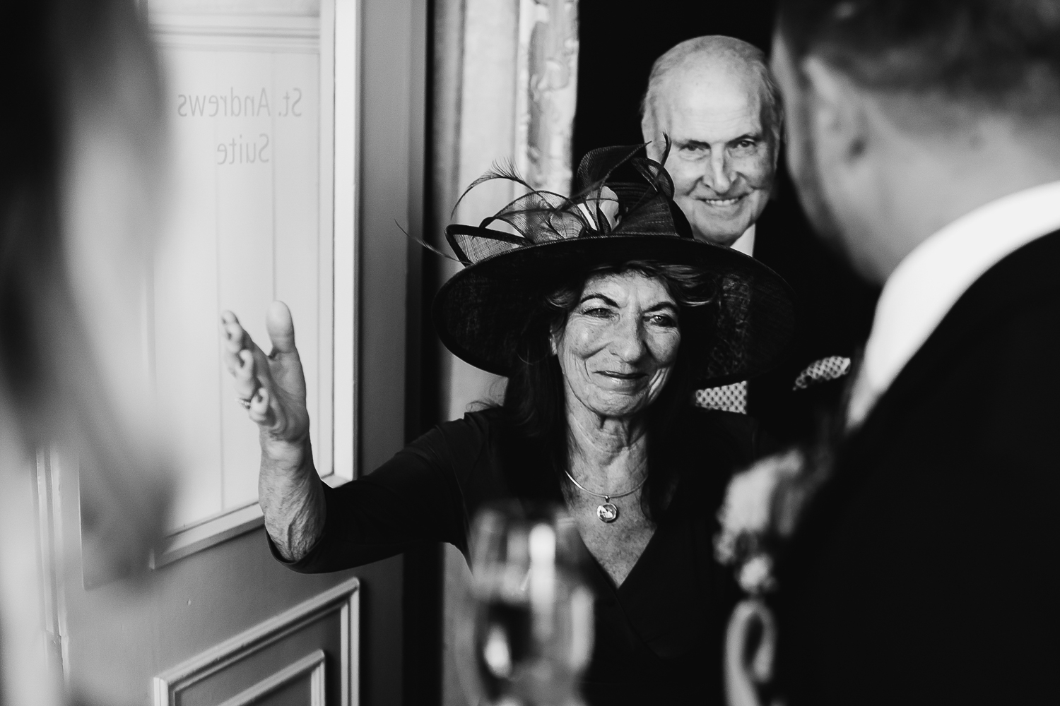 Guest hugging the groom