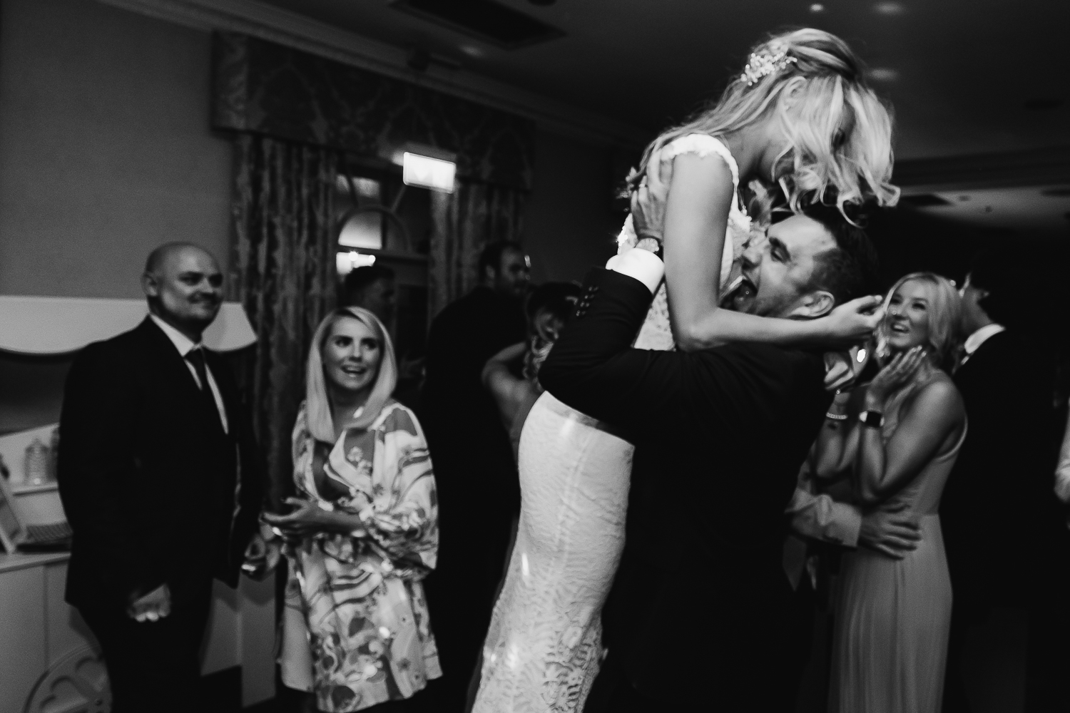 Bride and groom dancing at Mottram Hall