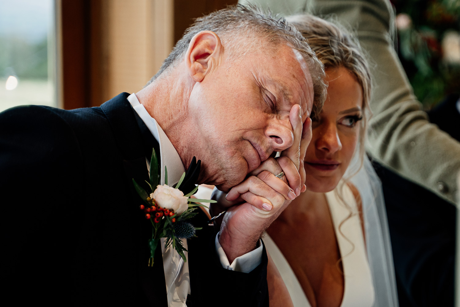 Father of bride upset during speeches