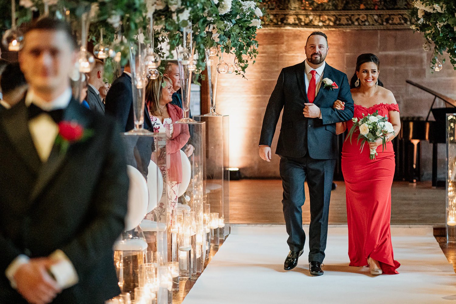 Bridesmaid walking down the aisle
