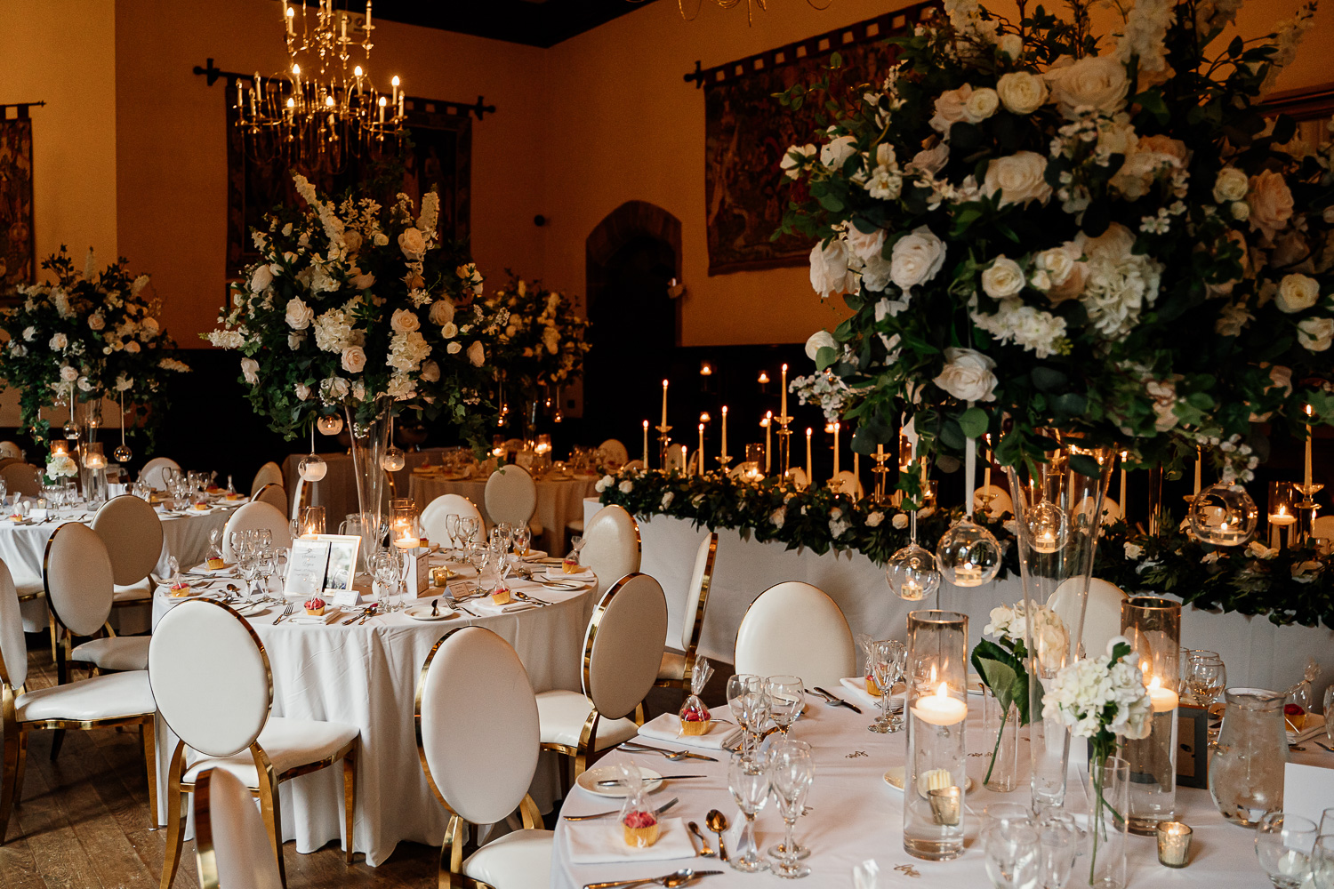 Photo of the wedding breakfast room at Peckforton Castle