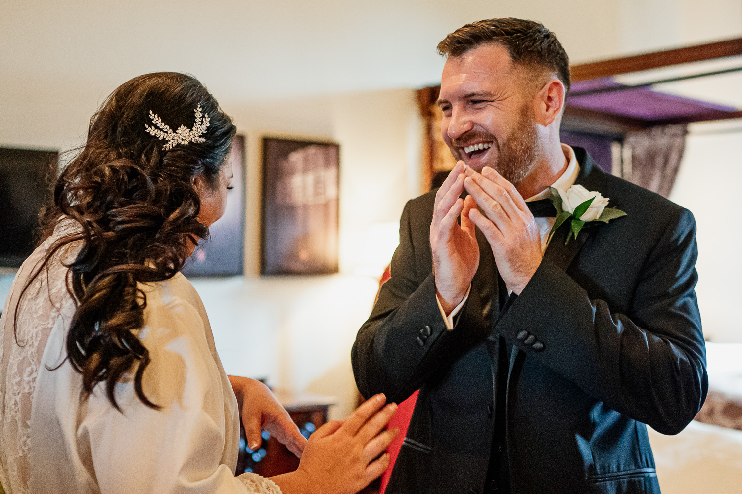 Usher talking to bride