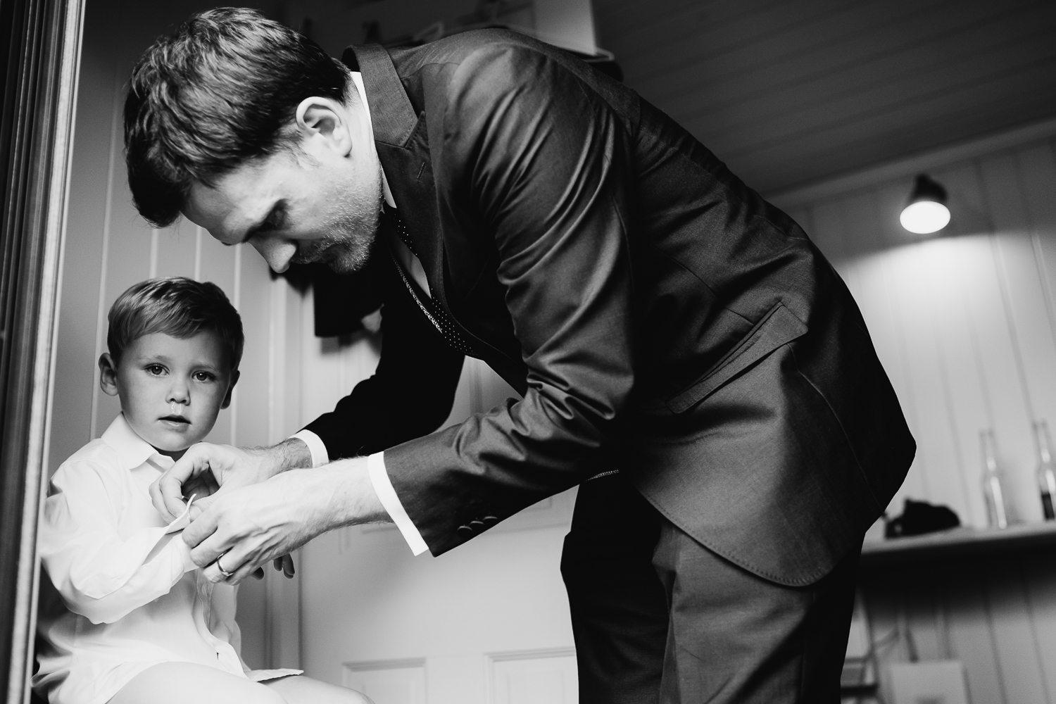 Page boy getting dressed