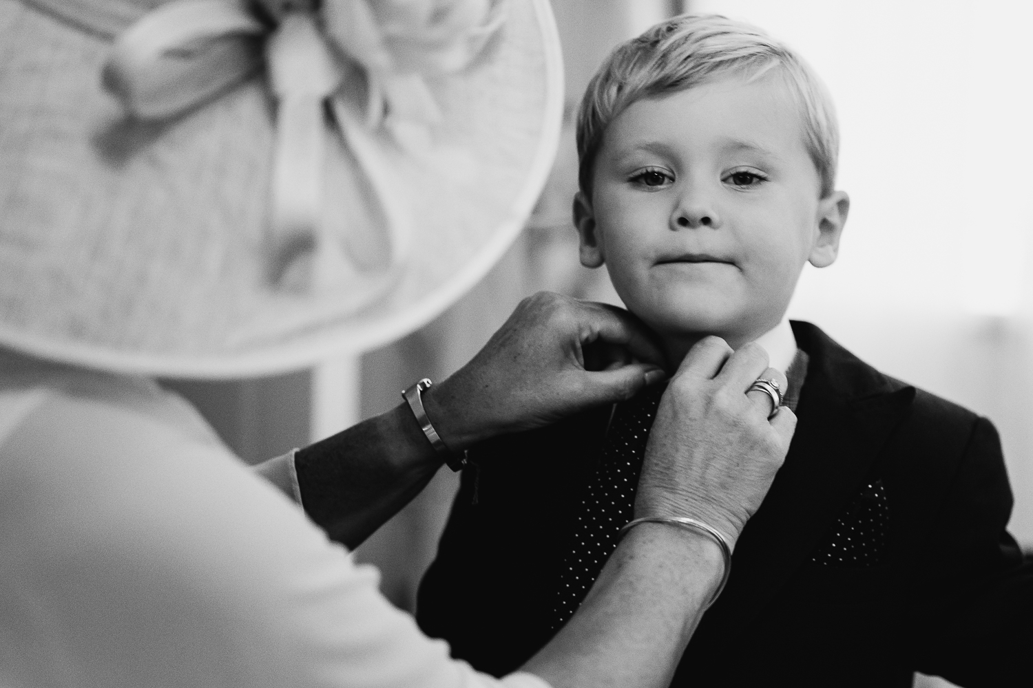 Page boy getting dressed