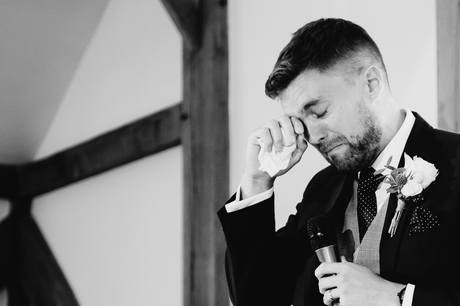 Groom crying during speech