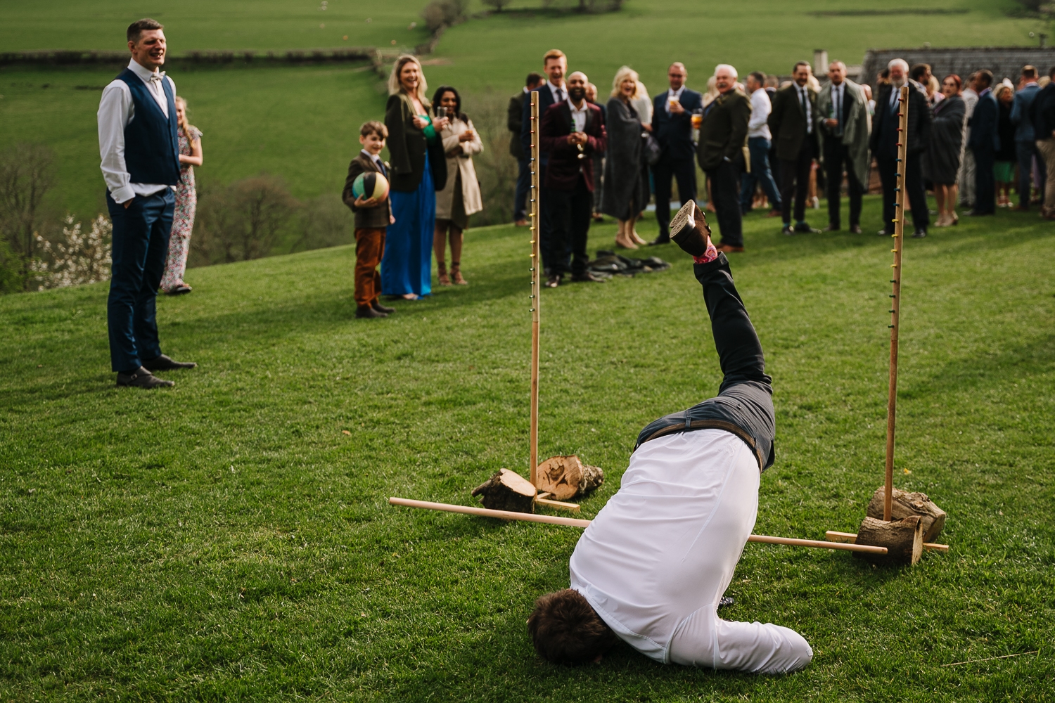 Groom landing head first on the ground