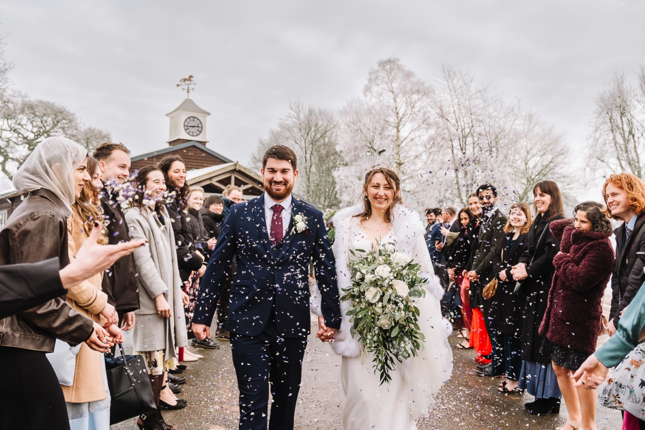 Confetti at Colshaw Hall in the snow