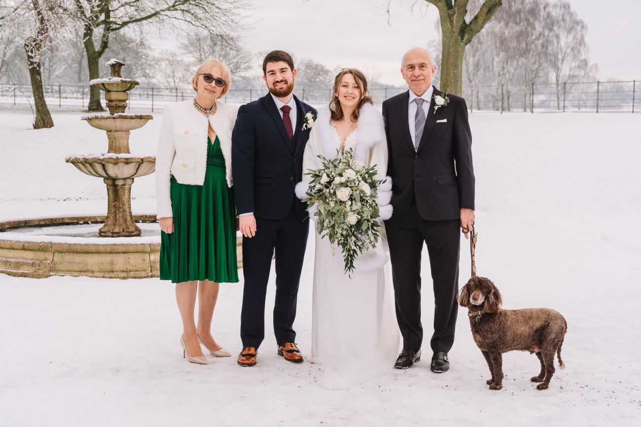 Essential Wedding Group Photos List That Will Not Bore You To Tears 3 group photo at colshaw hall in the snow