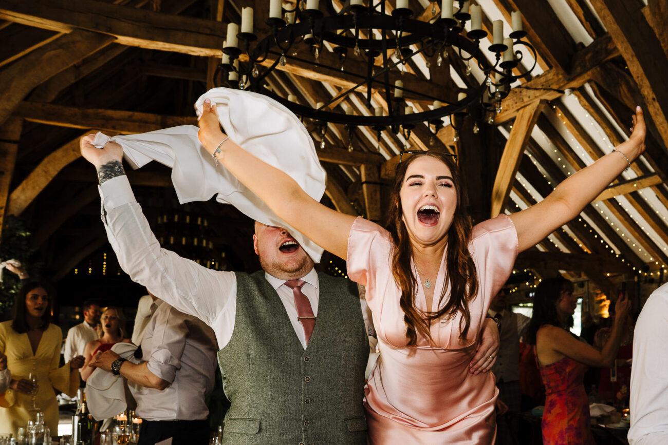Singing. waiters at Bolton Abbey Tithe Barn