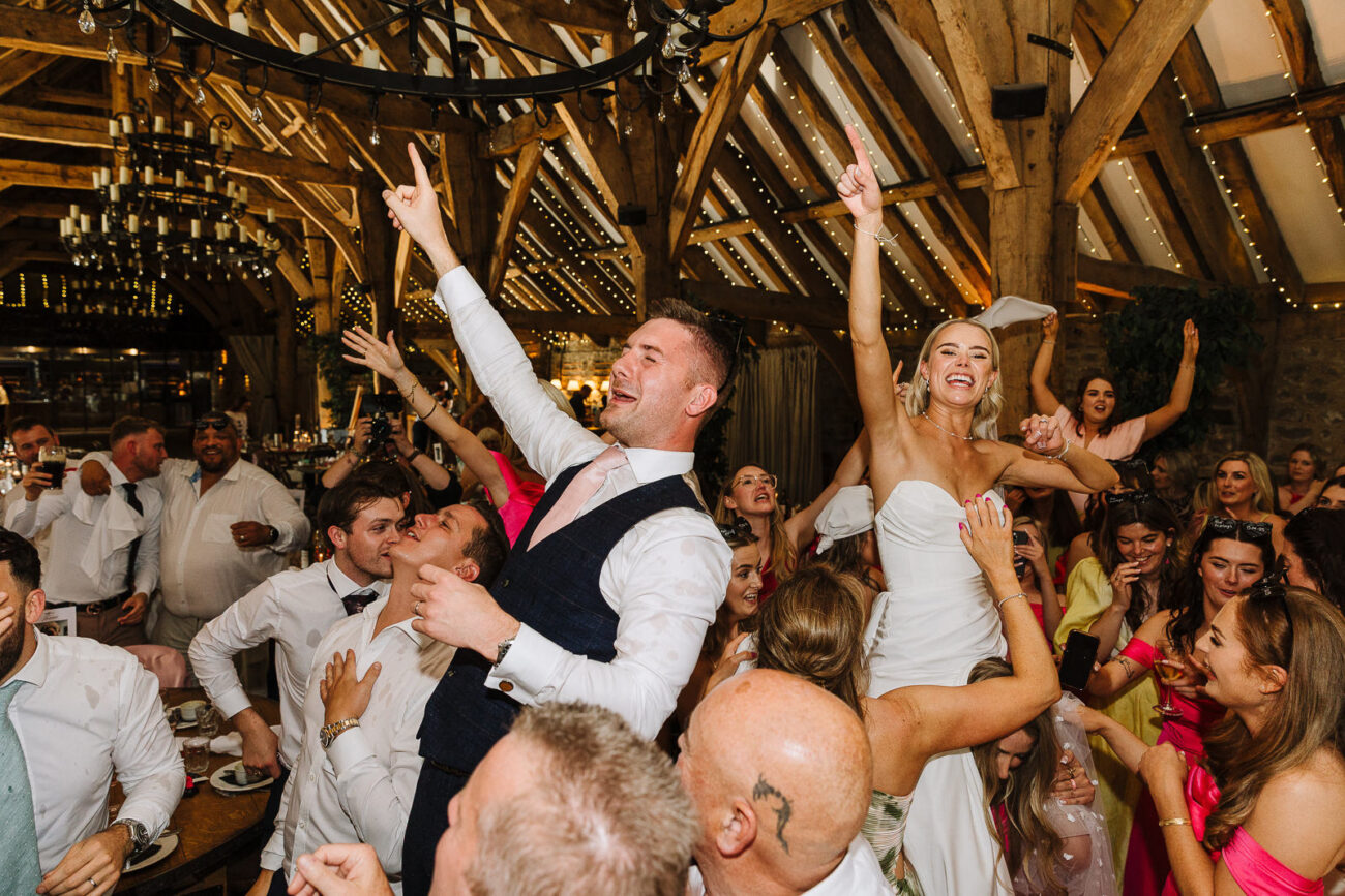 Couple dancing at Bolton Abbey Tithe Barn