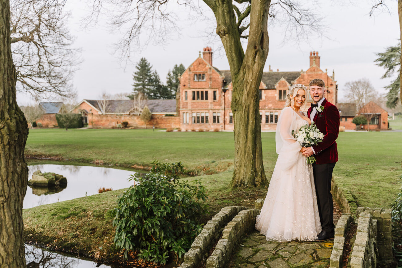 Photo of bride and groom at a Colshaw Hall Wedding
